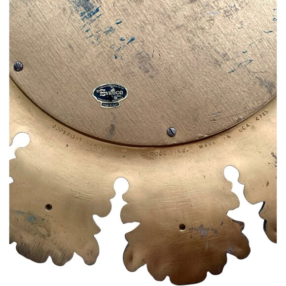 Mirror Sunburst Design Convex Shape andLeaf Motif by Syroco Vintage MCM Decor - Picture 5 of 5